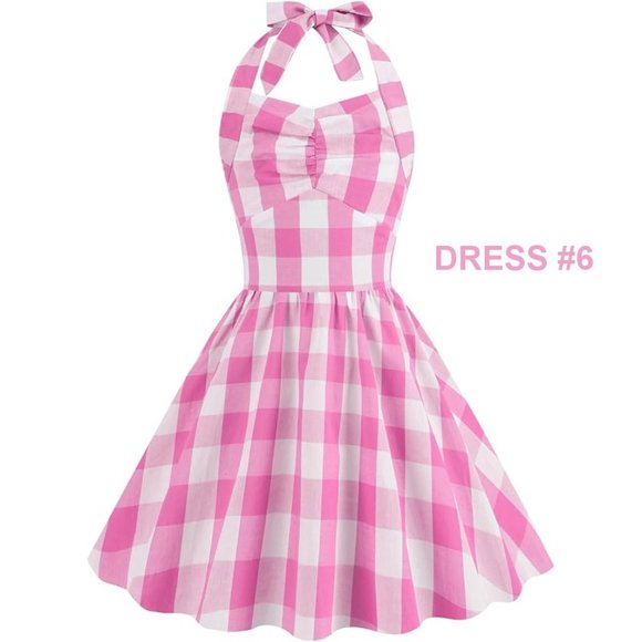 Barbie Other - NWT Adorable Barbie Costume Movie Pink Gingham Plaid Girls Dresses +Gift